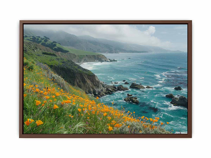 Poppies Along The Pacific Coast Painting