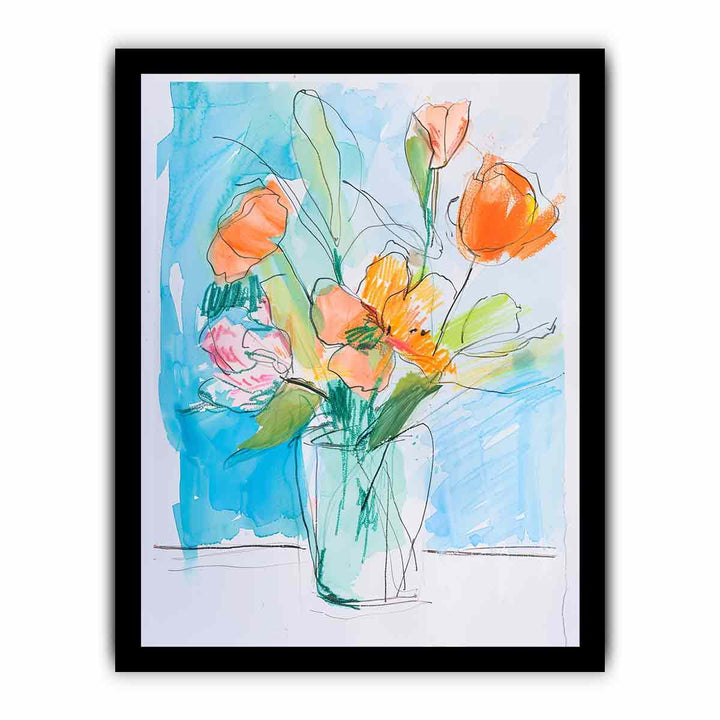 Flowers Sketch framed Print