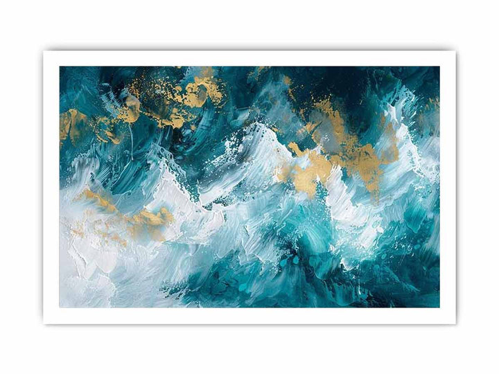 Blue Gold Waterfall framed Print