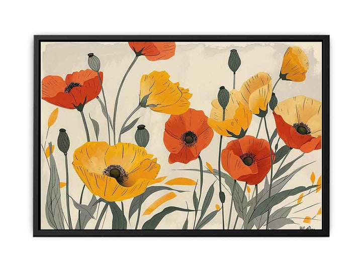 Yellow Orange Poppies  canvas Print