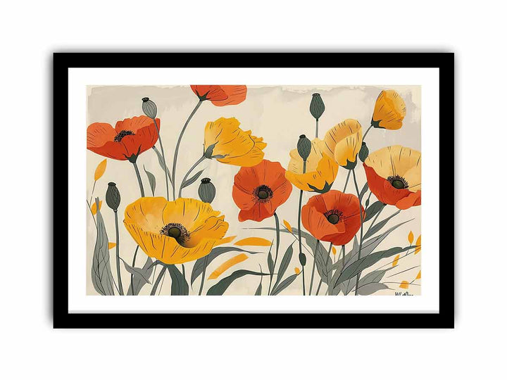 Yellow Orange Poppies framed Print