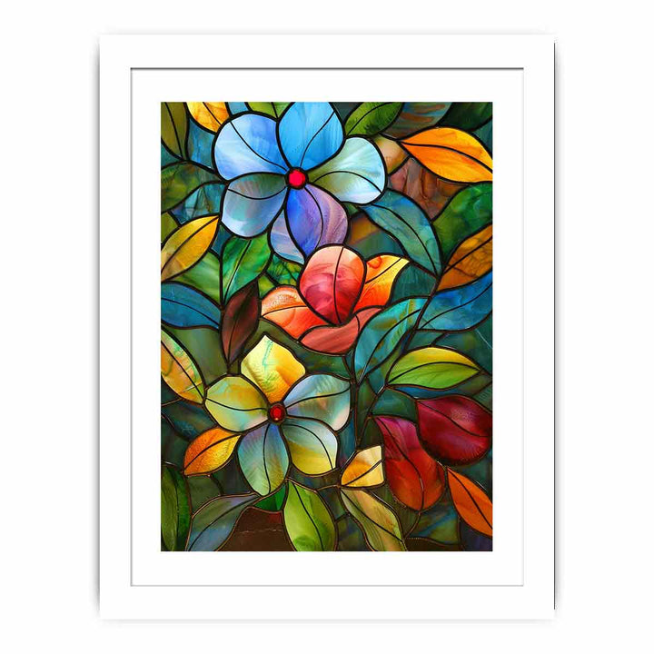 Flowers Glass Art framed Print