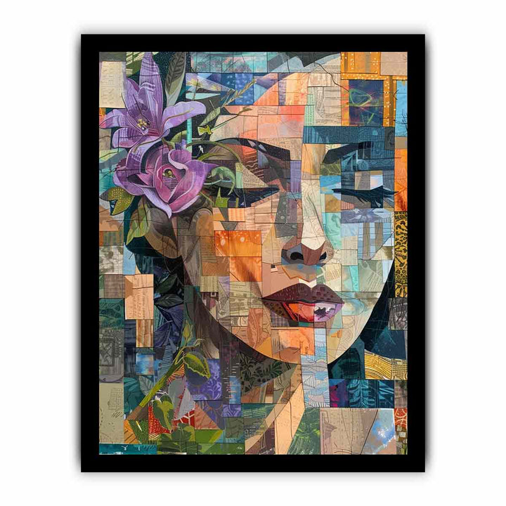 Face Patchwork framed Print