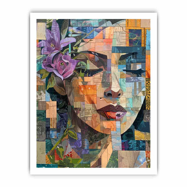 Face Patchwork framed Print