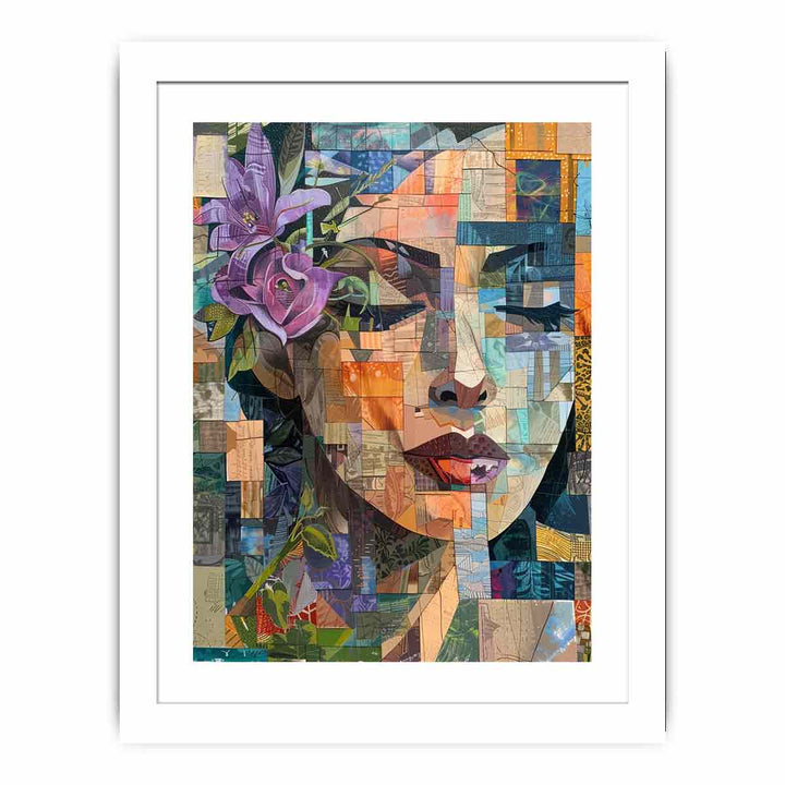 Face Patchwork framed Print