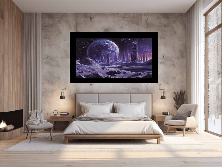 City On Moon Art Print