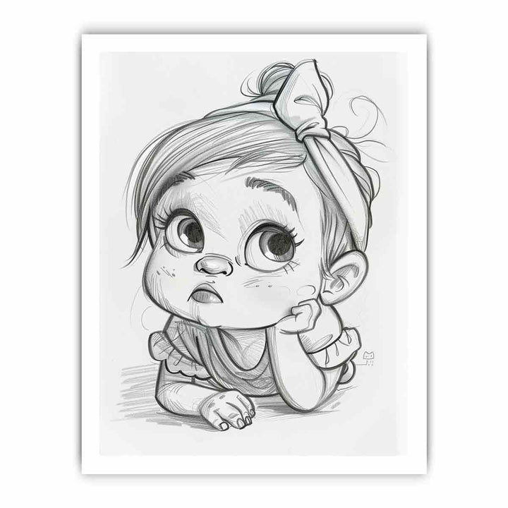 Baby Girl Drawing framed Print