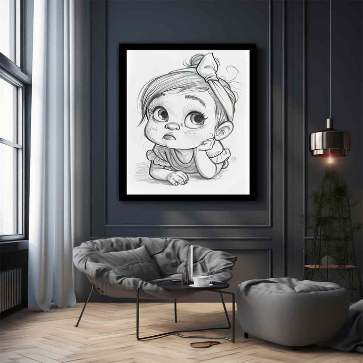 Baby Girl Drawing  Art Print