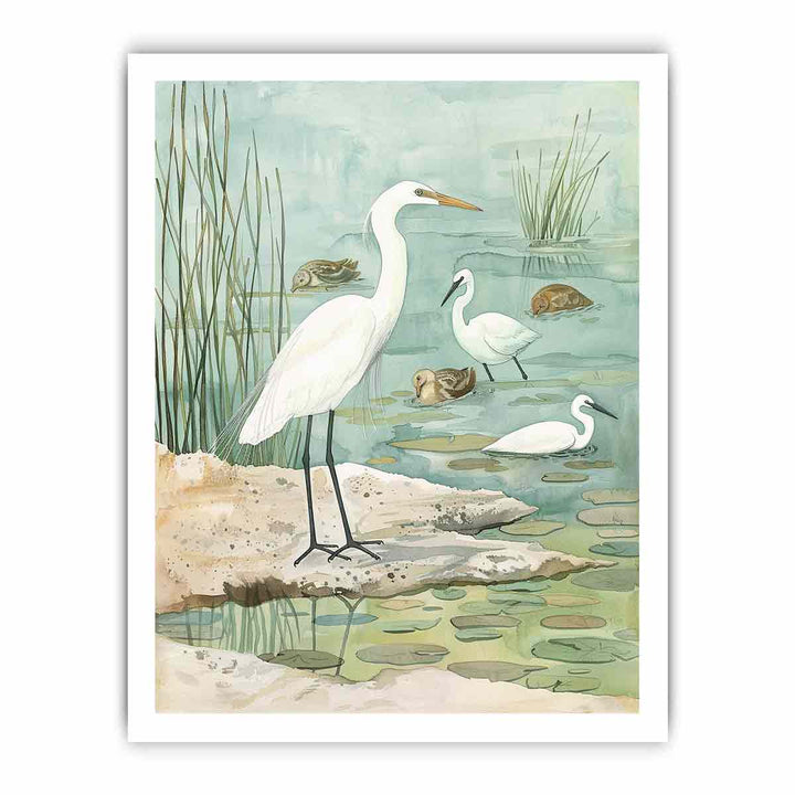 Heron framed Print