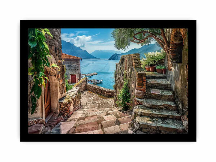 Mediterranean Scene framed Print