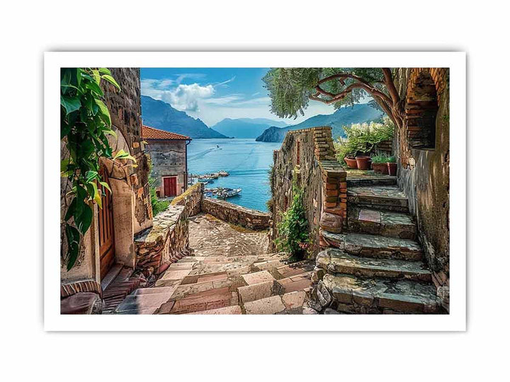 Mediterranean Scene framed Print