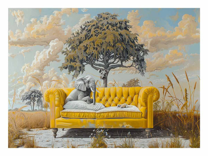 Yellow Couch Art Print