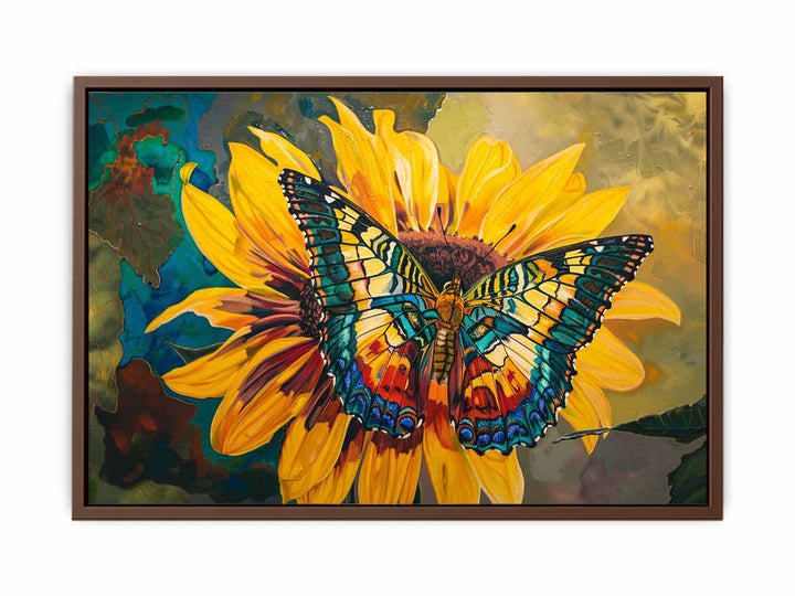 Butterfly Sitting On A Sunflower Painting