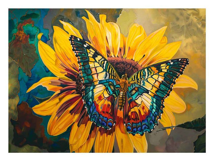 Butterfly Sitting On A Sunflower Art Print