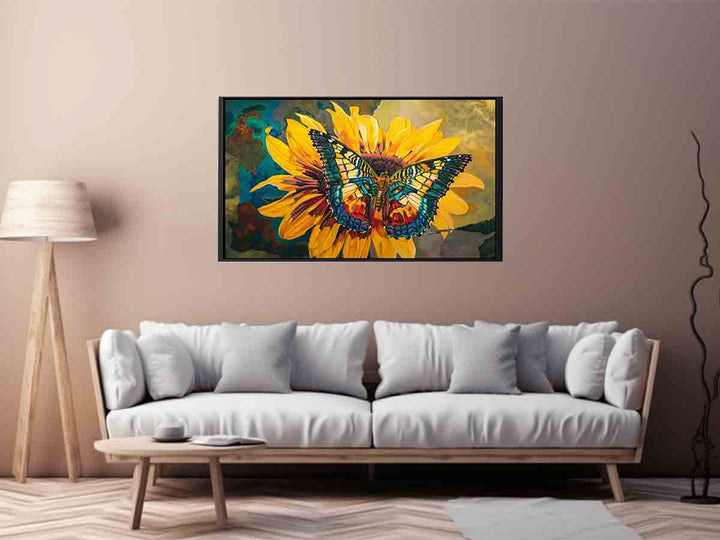 Butterfly Sitting On A Sunflower Art Print