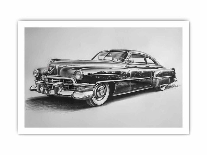 Vintage Car Drawing framed Print