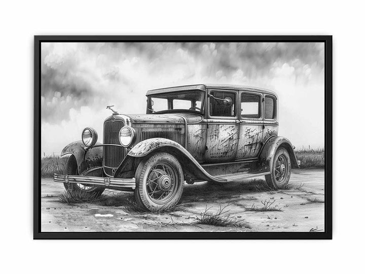 Vintage Jeep Drawing canvas Print