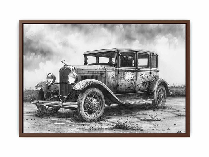 Vintage Jeep Drawing Painting