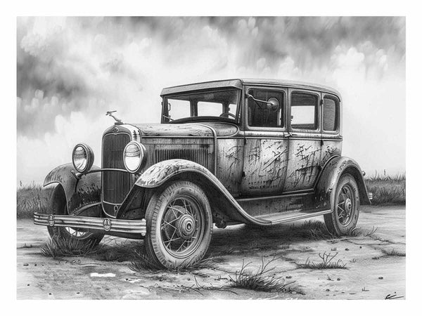 Vintage Jeep Drawing Art Print