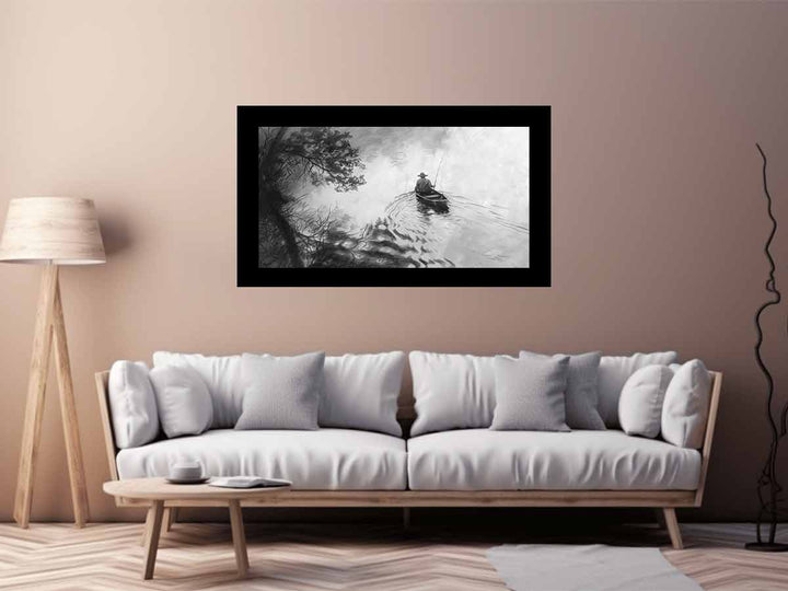 Fisherman Drawing Art Print