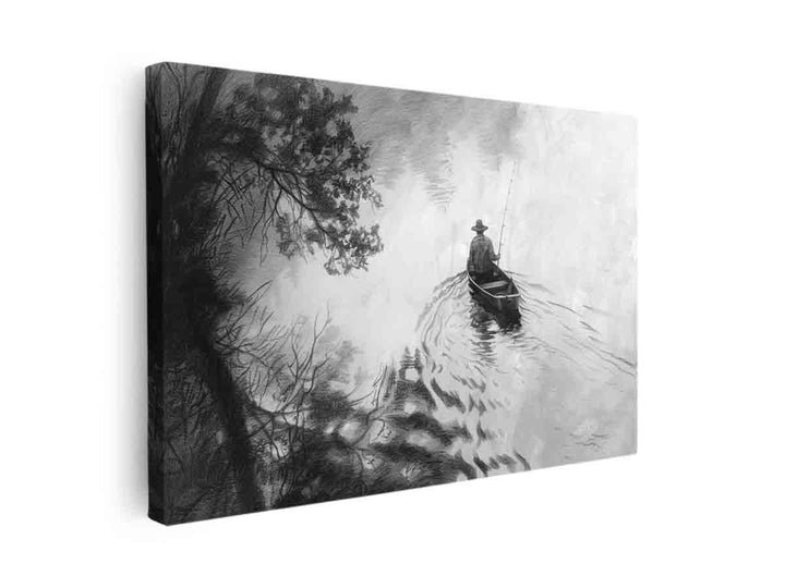 Fisherman Drawing  canvas Print