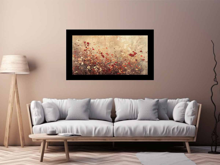 Gold Red Flowers Art Print