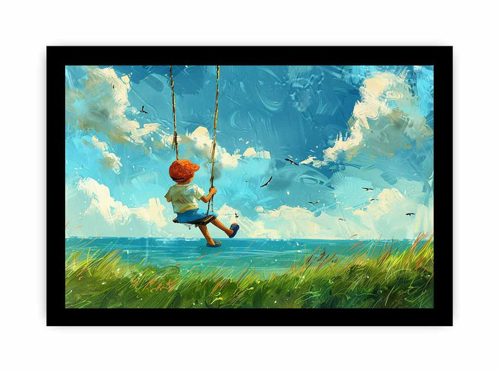 Swinging Kid framed Print