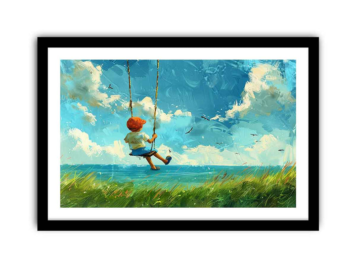 Swinging Kid framed Print