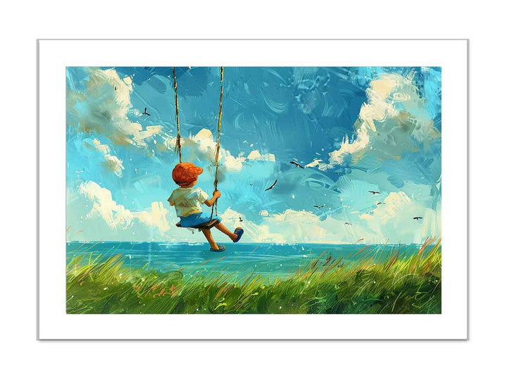 Swinging Kid framed Print