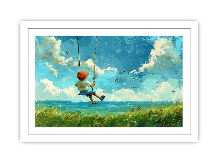 Swinging Kid framed Print