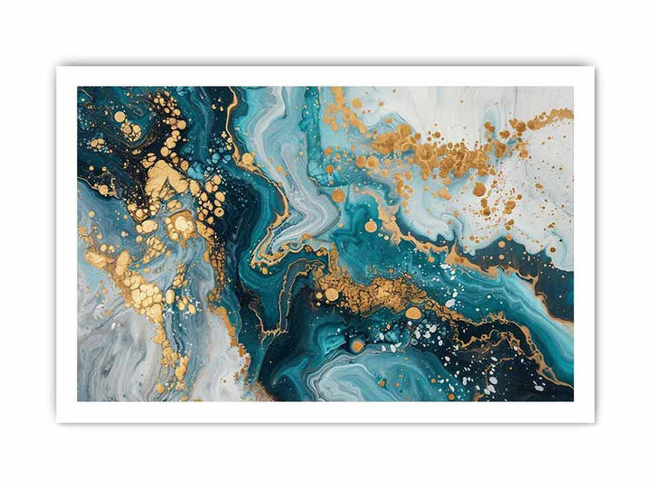 Abstract Blue And Gold framed Print