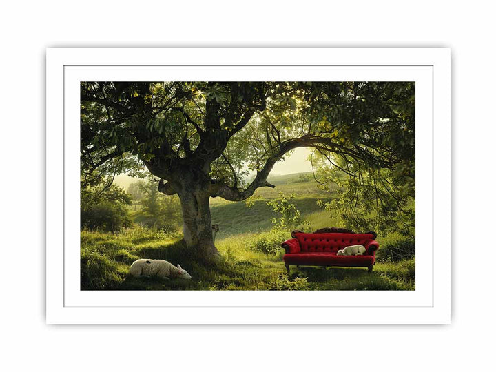 Red Couch framed Print