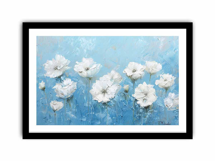 White Flowers framed Print