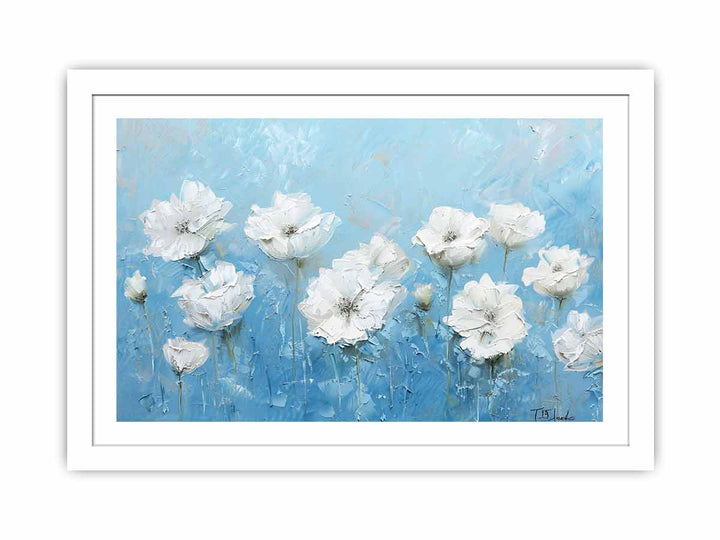 White Flowers framed Print