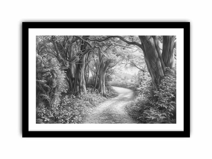 Bush Path Drawing framed Print