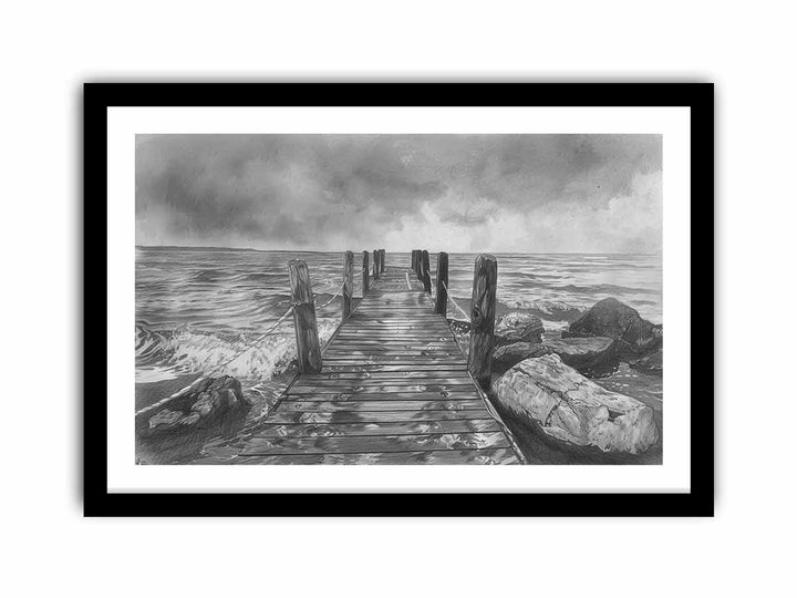 Jetty Drawing framed Print