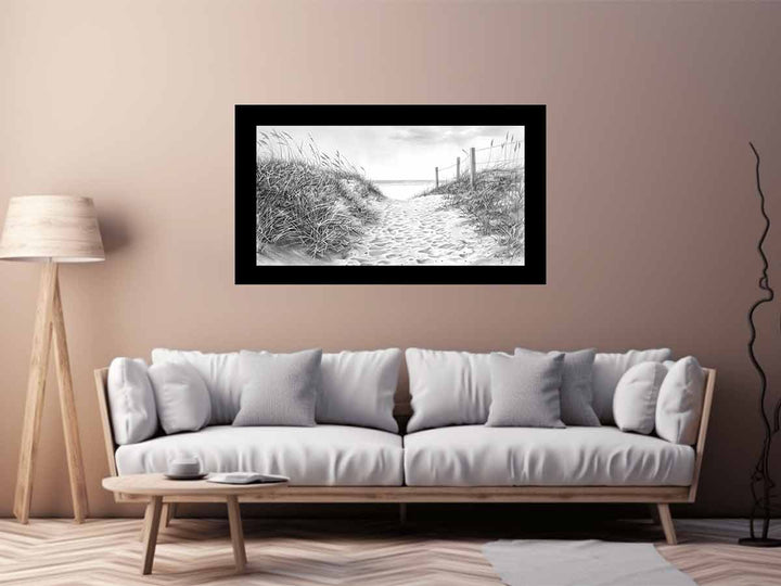 Beach Path Drawing Art Print