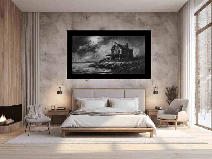 Charcol Beach House Art Print