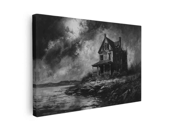 Charcol Beach House canvas Print