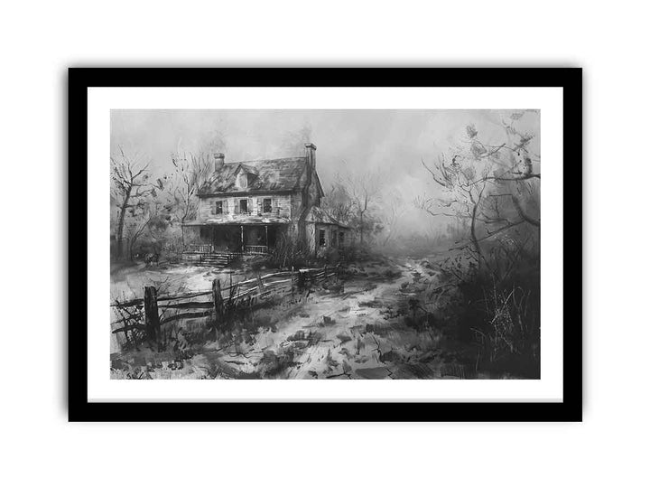 Charcol house framed Print