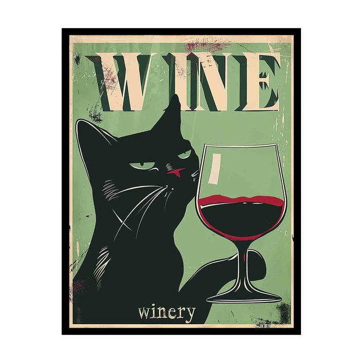 Vintage Cat Wine Poster canvas Print