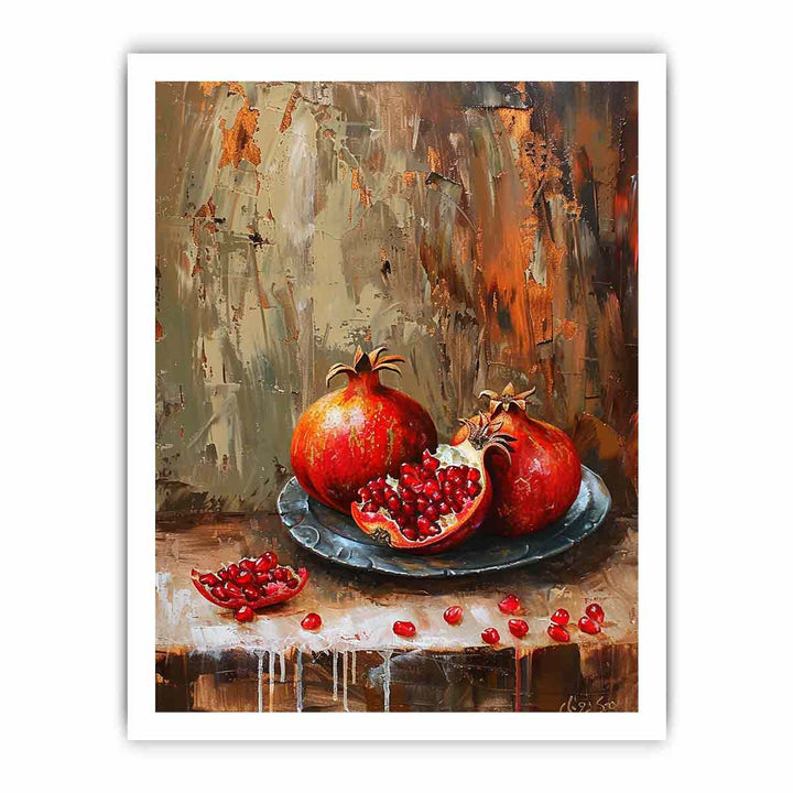 Pomegranate Art Painting framed Print