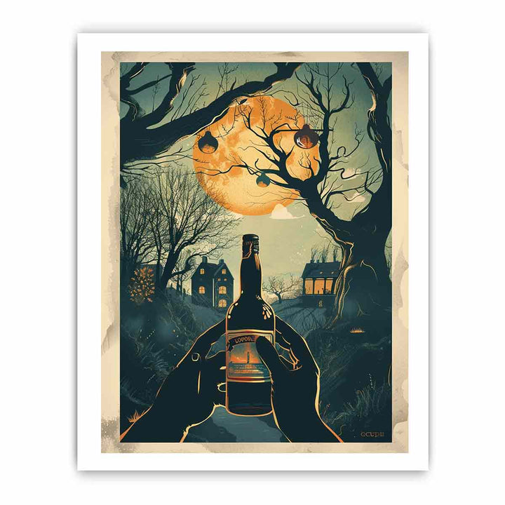 Moonlight Wine Art Print framed Print