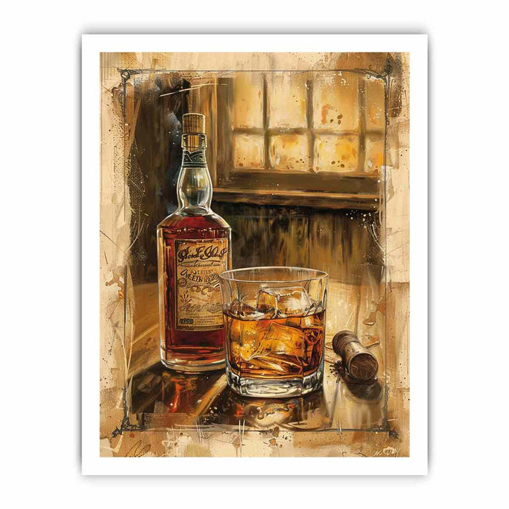 Vintage whiskey Art 2 framed Print