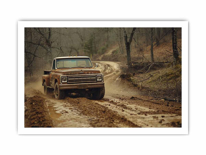 Vinatge Car Mountian Raod framed Print