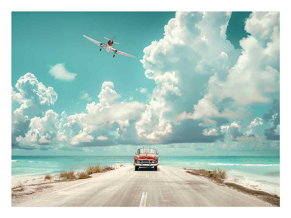 Beach Road Car  Art Print