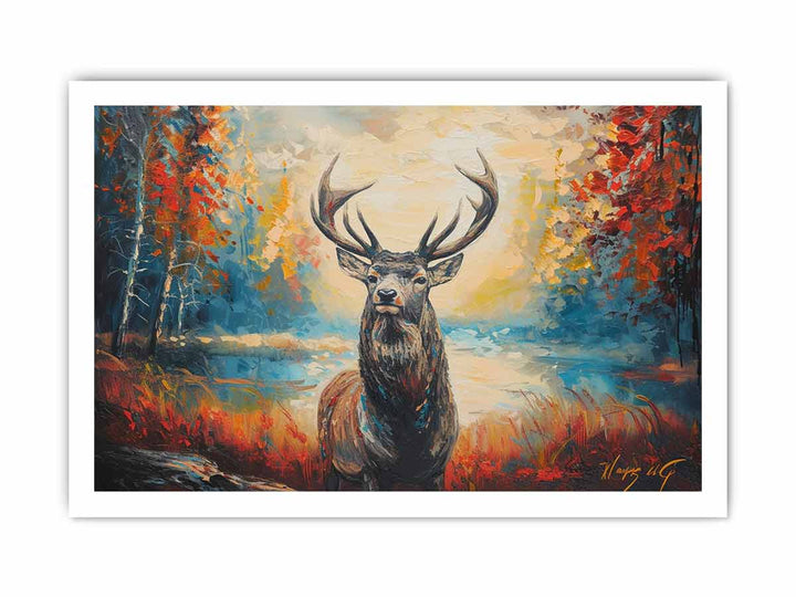 Deer Painting framed Print