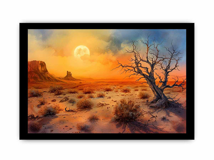 Desert Sun Painting framed Print