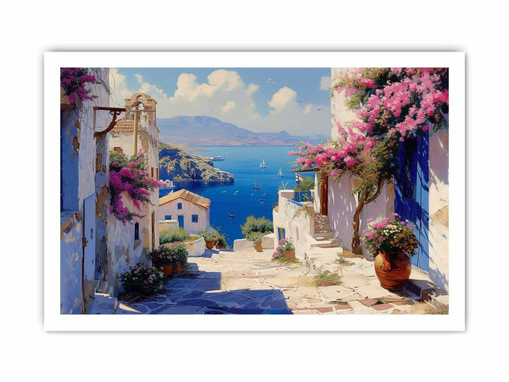 Greek Village  framed Print