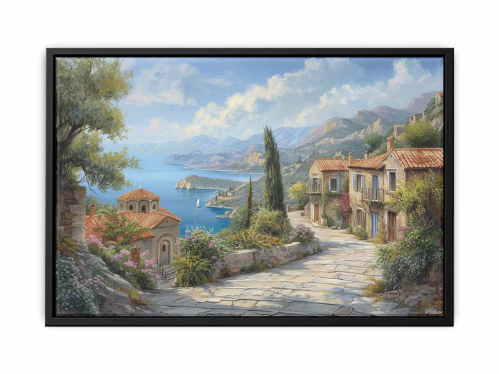 Greek Village  Art canvas Print